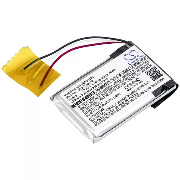 Utángyártott JBL hangszóró Li-Polymer akkumulátor 3.7V 1000mAh GSP083048 - CameronSino