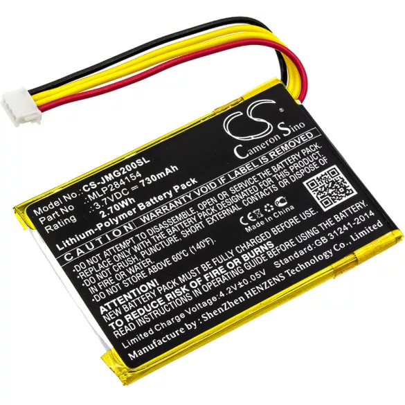 Utángyártott JBL hangszóró Li-Polymer akkumulátor 3.7V 730mAh MLP284154, GO2/MLP284154 - CameronSino