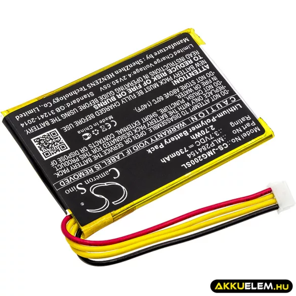 Utángyártott JBL hangszóró Li-Polymer akkumulátor 3.7V 730mAh MLP284154, GO2/MLP284154 - CameronSino