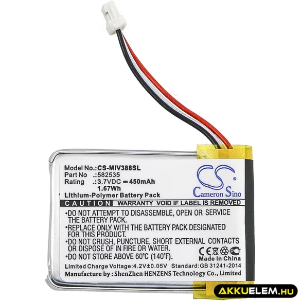 Utángyártott Abee Műszerfali kamera Li-Polymer akkumulátor 3.7V 450mAh - CameronSino