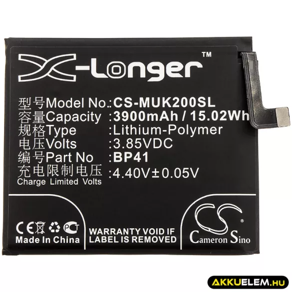 Utángyártott Xiaomi mobil Li-Polymer akkumulátor 3.85V 3900mAh BP41 - CameronSino