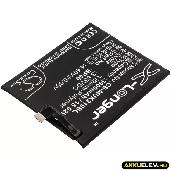 Utángyártott Xiaomi mobil Li-Polymer akkumulátor 3.85V 3900mAh BP40 - CameronSino