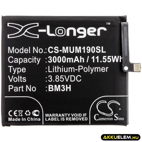 Utángyártott Xiaomi mobil Li-Polymer akkumulátor 3.85V 3000mAh BM3H - CameronSino