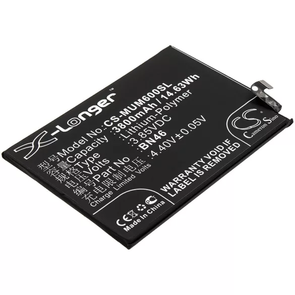 Utángyártott Xiaomi mobil Li-Polymer akkumulátor 3.85V 3800mAh BN46 - CameronSino