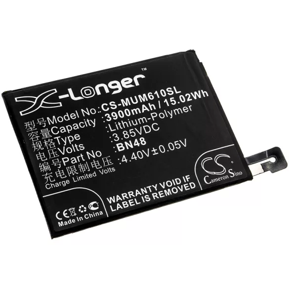 Utángyártott Redmi mobil Li-Polymer akkumulátor 3.85V 3900mAh BN48 - CameronSino