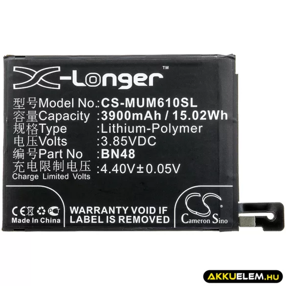 Utángyártott Redmi mobil Li-Polymer akkumulátor 3.85V 3900mAh BN48 - CameronSino