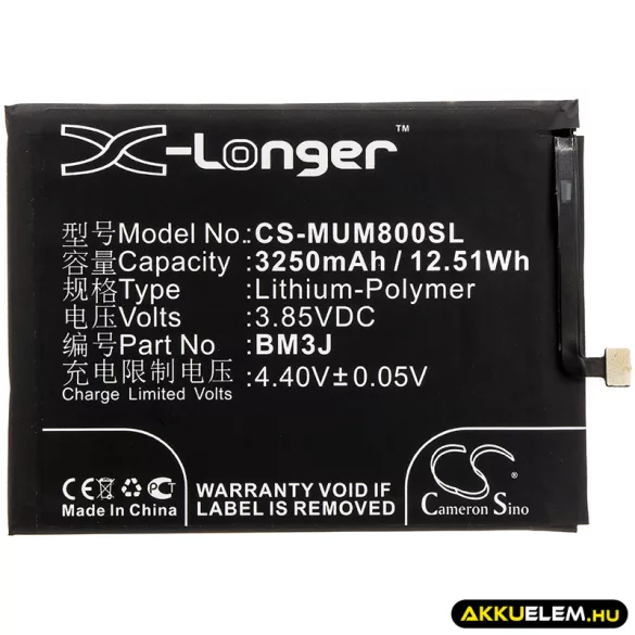 Utángyártott Xiaomi mobil Li-Polymer akkumulátor 3.85V 3250mAh BM3J - CameronSino