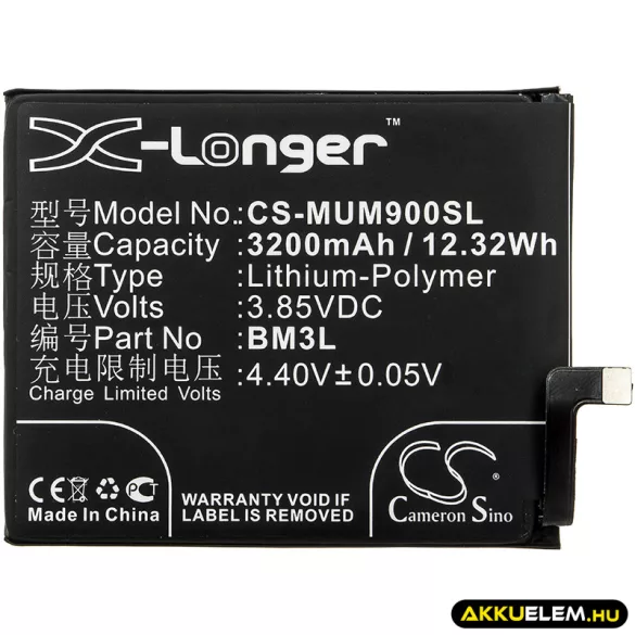 Utángyártott Xiaomi mobil Li-Polymer akkumulátor 3.85V 3200mAh BM3L - CameronSino