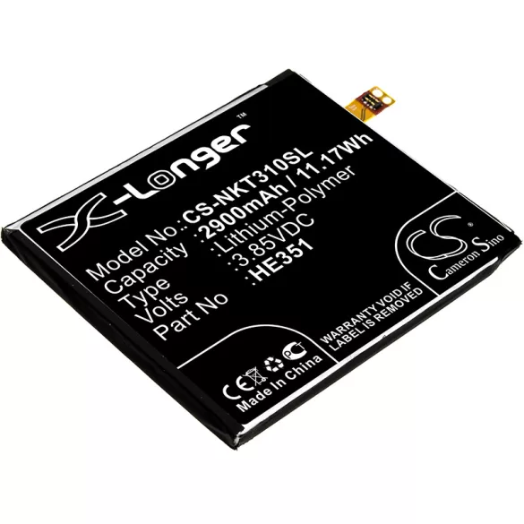 Utángyártott Nokia mobil Li-Polymer akkumulátor 3.85V 2900mAh HE351 - CameronSino