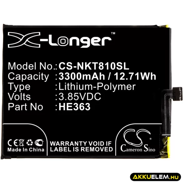 Utángyártott Nokia mobil Li-Polymer akkumulátor 3.85V 3300mAh HE363, HE362 - CameronSino