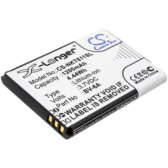 Utángyártott Nokia mobil Li-ion akkumulátor 3.7V 1200mAh BV-6A - CameronSino