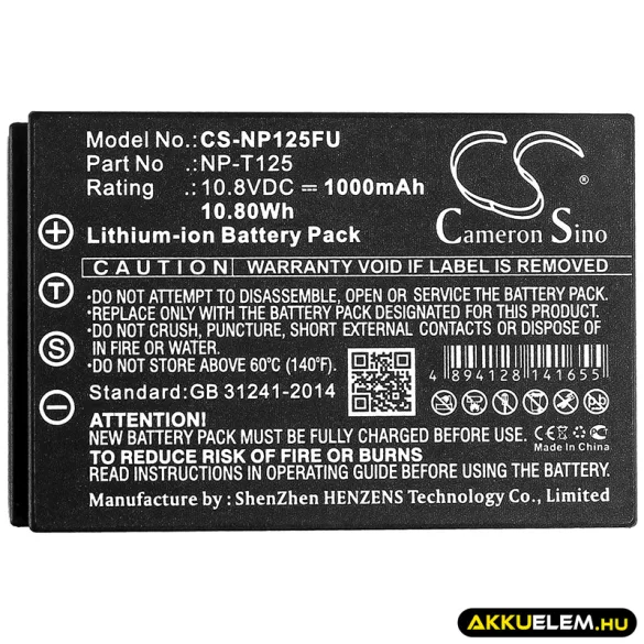 Utángyártott Fujifilm Kamera Li-ion akkumulátor 10.8V 1000mAh NP-T125 - CameronSino