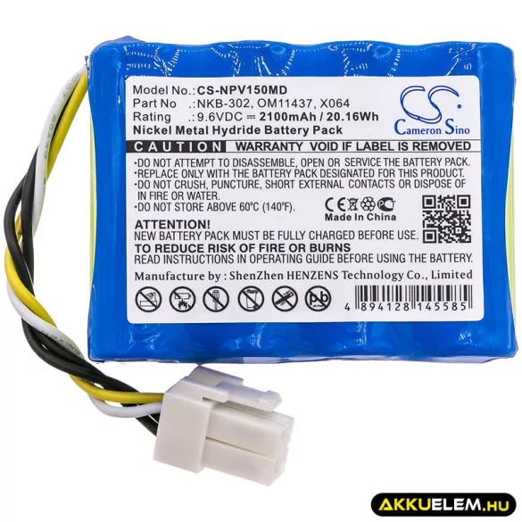 Utángyártott Nihon Kohden Orvosi Ni-MH akkumulátor 9.6V 2100mAh NKB-302, OM11437 - CameronSino