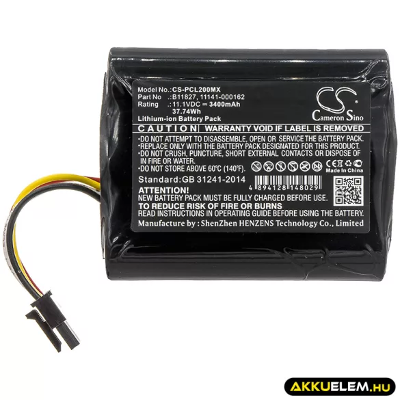 Utángyártott Physio-Control Orvosi Li-ion akkumulátor 11.1V 3400mAh 11141-000162, B11827 - CameronSino