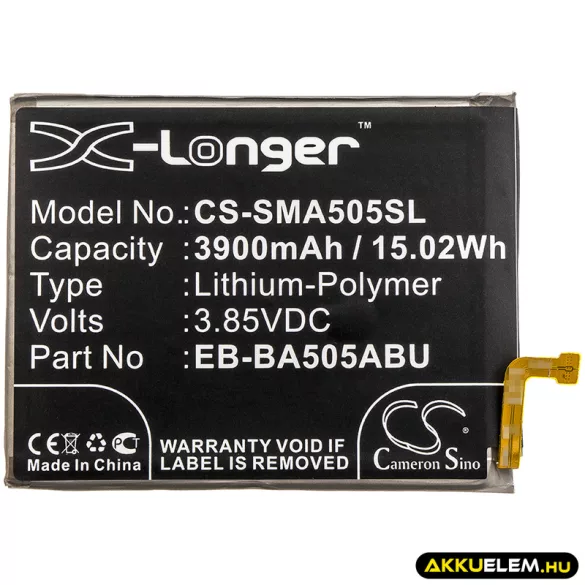 Utángyártott Samsung mobil Li-Polymer akkumulátor 3.85V 3900mAh EB-BA505ABN, EB-BA505ABU - CameronSino