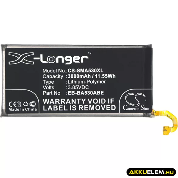 Utángyártott Samsung mobil Li-Polymer akkumulátor 3.85V 3000mAh EB-BA530ABE - CameronSino