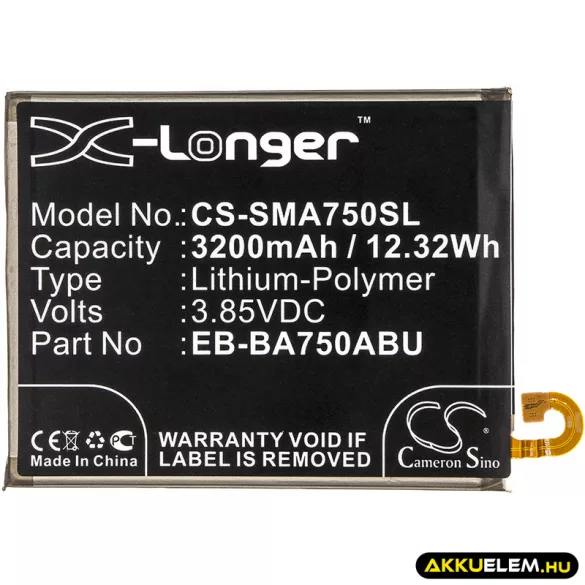 Utángyártott Samsung mobil Li-Polymer akkumulátor 3.85V 3200mAh EB-BA750ABU, GH82-18027A - CameronSino
