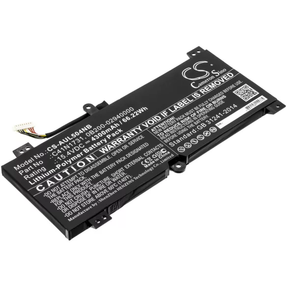 Utángyártott Asus laptop Li-Polymer akkumulátor 15.4V 4300mAh C41N1731, 0B200-02940000 - CameronSino