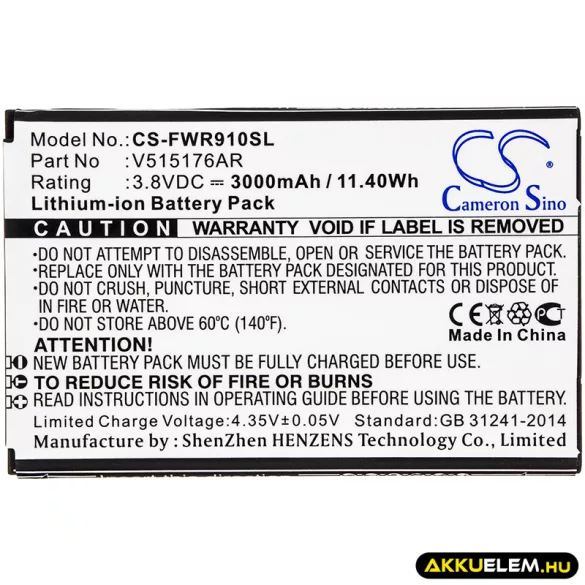 Utángyártott Franklin Wireless Hotspot Li-ion akkumulátor 3.8V 3000mAh V515176AR - CameronSino