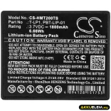 Utángyártott Pliant Vezeték nélküli fejhallgató Li-ion akkumulátor 3.7V 1800mAh - CameronSino