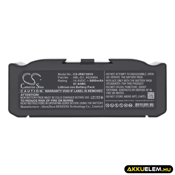 Utángyártott iRobot porszívó Li-ion akkumulátor 14.4V 6800mAh ABL-D1, 4624864 - CameronSino