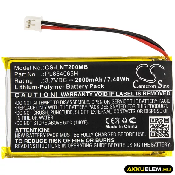 Utángyártott Luvion Babafigyelő Li-Polymer akkumulátor 3.7V 2000mAh PL654065H - CameronSino