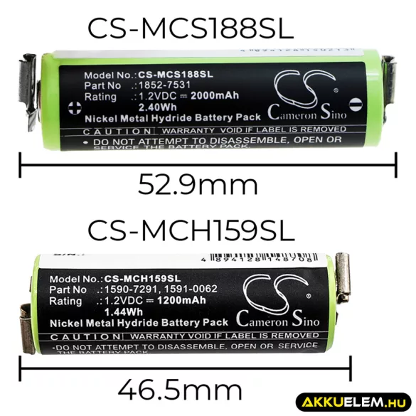 Utángyártott Moser Borotva Ni-MH akkumulátor 1.2V 2000mAh 1852-7531, 1590-7291 - CameronSino