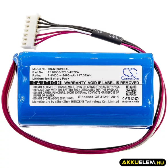 Utángyártott Marshall hangszóró Li-ion akkumulátor 7.4V 6400mAh TF18650-3200-4S2PA, C196A1 - CameronSino