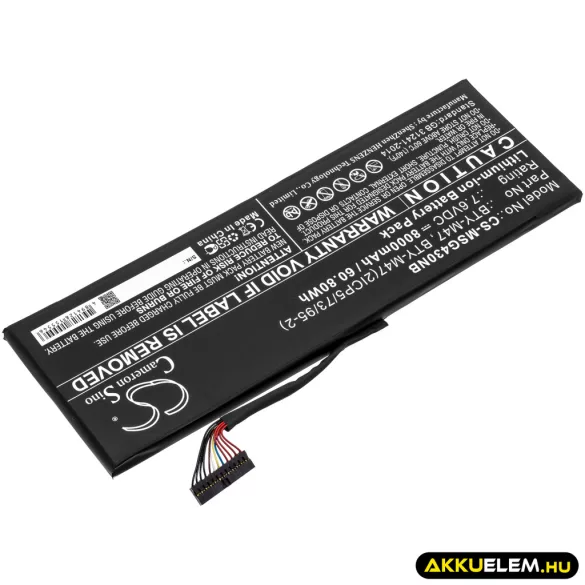 Utángyártott MSI laptop Li-ion akkumulátor 7.6V 8000mAh BTY-M47, BTY-M47(2ICP5/73/95-2) - CameronSino