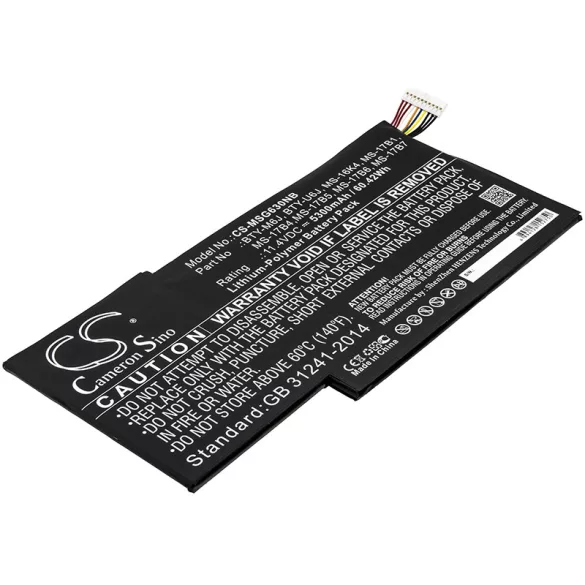 Utángyártott MSI laptop Li-Polymer akkumulátor 11.4V 5300mAh BTY-M6J, BTY-U6J - CameronSino