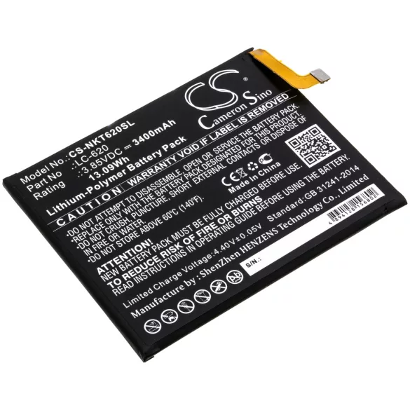 Utángyártott Nokia mobil Li-Polymer akkumulátor 3.85V 3400mAh LC-620 - CameronSino