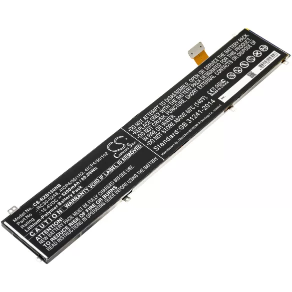 Utángyártott Razer laptop Li-Polymer akkumulátor 15.4V 5200mAh RC30-0248, 4ICP4/55/162 - CameronSino