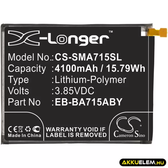 Utángyártott Samsung mobil Li-Polymer akkumulátor 3.85V 4100mAh EB-BA715ABY, GH82-22153A - CameronSino