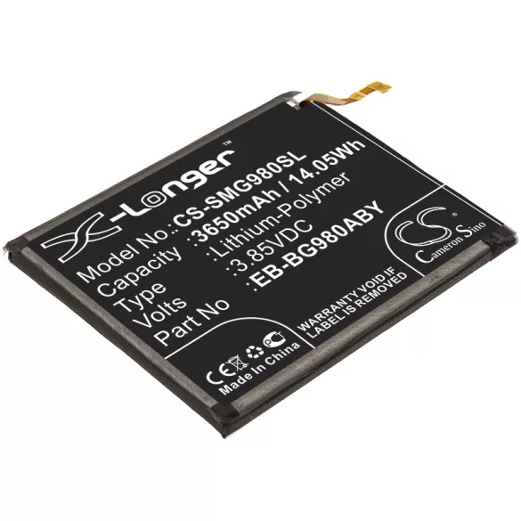 Utángyártott Samsung mobil Li-Polymer akkumulátor 3.85V 3650mAh EB-BG980ABY, GH82-22122A - CameronSino