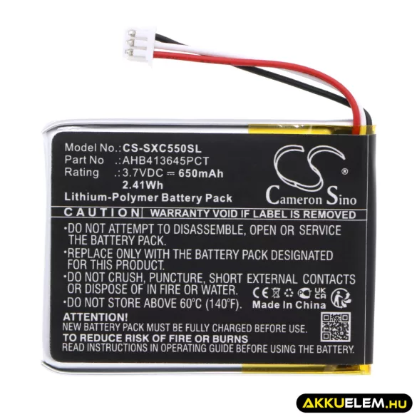 Utángyártott Sennheiser Vezeték nélküli fejhallgató Li-Polymer akkumulátor 3.7V 650mAh AHB413645PCT, 507271-88 - CameronSino