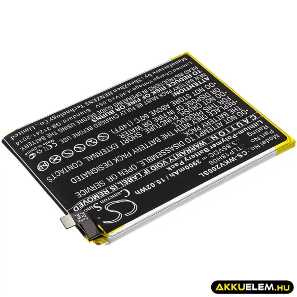 Utángyártott Wiko mobil Li-Polymer akkumulátor 3.85V 3900mAh TLP18H06 - CameronSino