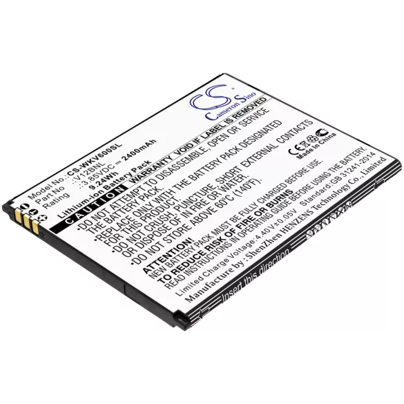 Utángyártott Wiko mobil Li-ion akkumulátor 3.85V 2400mAh V12BNL, W-V600 - CameronSino