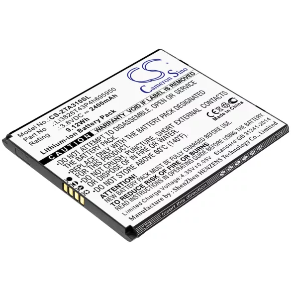 Utángyártott ZTE mobil Li-ion akkumulátor 3.8V 2400mAh Li3826T43P4h695950 - CameronSino