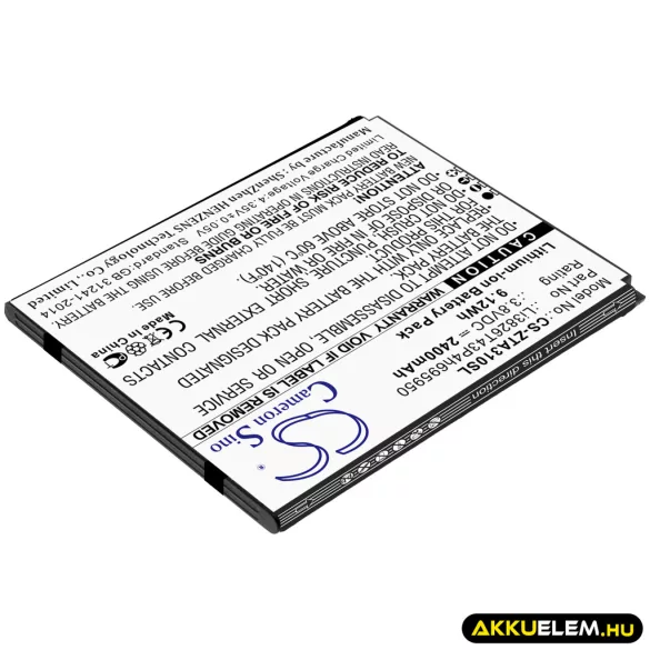 Utángyártott ZTE mobil Li-ion akkumulátor 3.8V 2400mAh Li3826T43P4h695950 - CameronSino