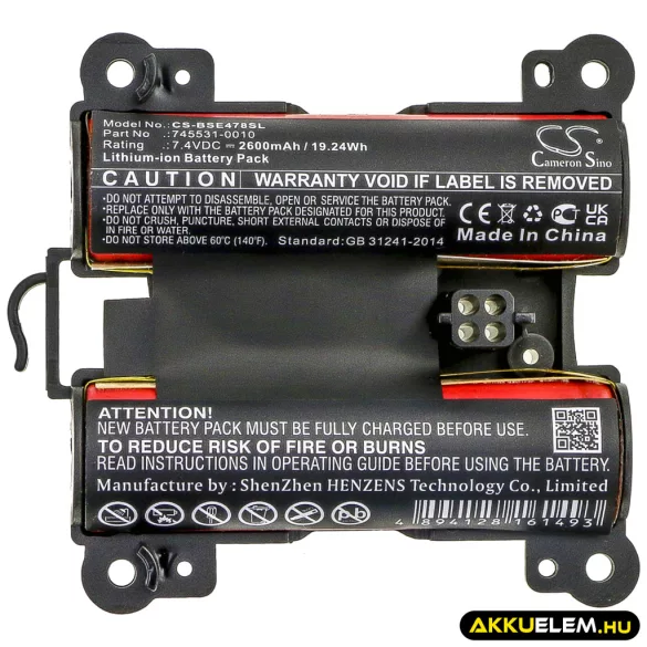 Utángyártott Bose hangszóró Li-ion akkumulátor 7.4V 2600mAh 745531-0010 - CameronSino