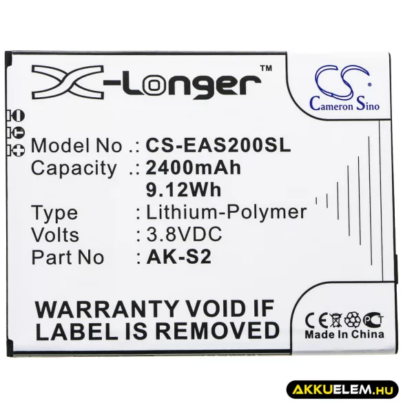 Utángyártott Emporia mobil Li-Polymer akkumulátor 3.8V 2400mAh AK-S2 - CameronSino
