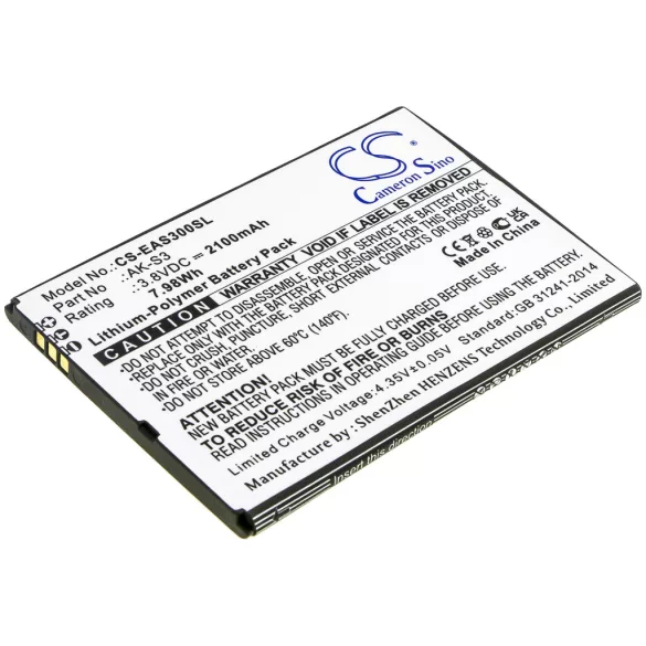 Utángyártott Emporia mobil Li-Polymer akkumulátor 3.8V 2100mAh AK-S3 - CameronSino