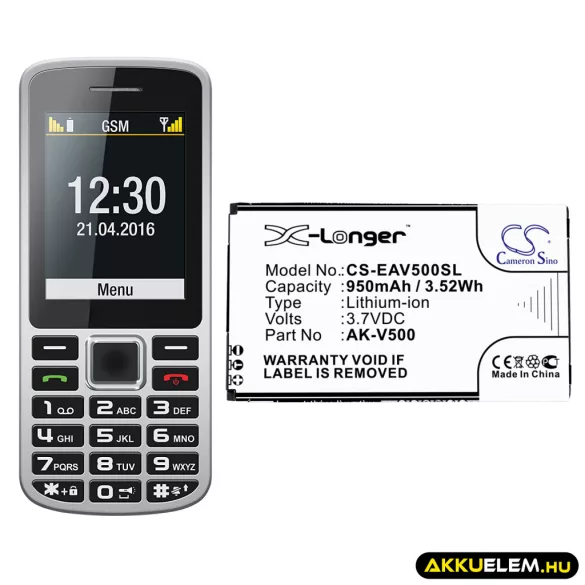 Utángyártott Emporia mobil Li-ion akkumulátor 3.7V 950mAh AK-V500 - CameronSino