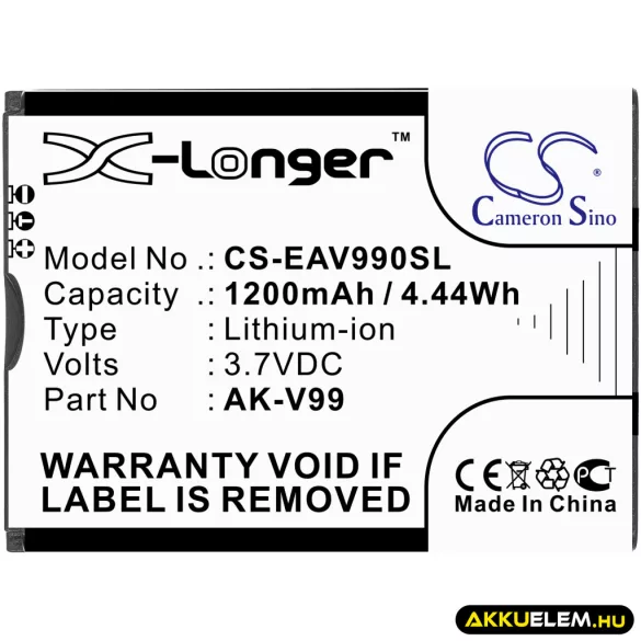 Utángyártott Emporia mobil Li-ion akkumulátor 3.7V 1200mAh AK-V99 - CameronSino