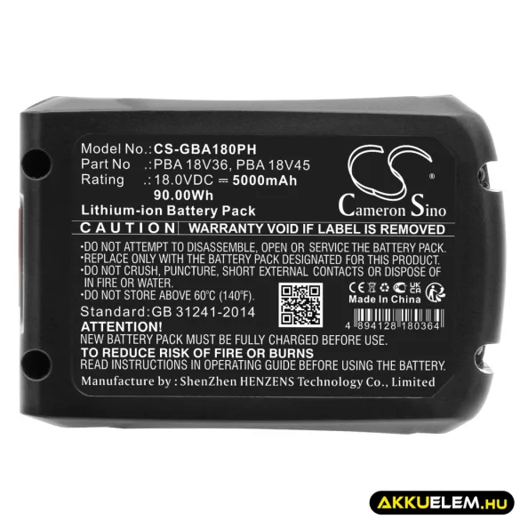 Utángyártott Gardena Kertészeti eszköz Li-ion akkumulátor 18V 5000mAh PBA 18V36, PBA 18V45 - CameronSino