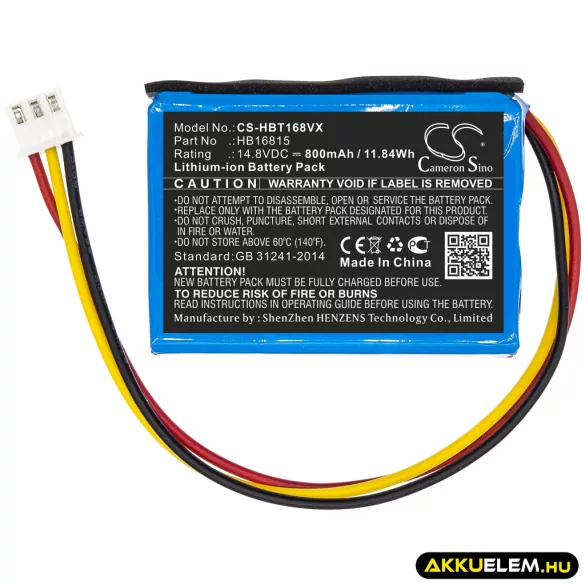 Utángyártott EZICLEAN porszívó Li-ion akkumulátor 14.8V 800mAh - CameronSino