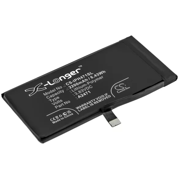 Utángyártott Apple mobil Li-Polymer akkumulátor 3.83V 2200mAh A2471 - CameronSino