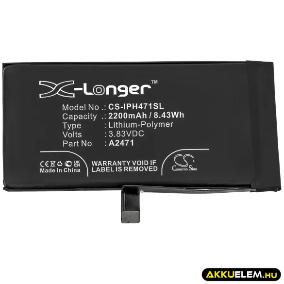 Utángyártott Apple mobil Li-Polymer akkumulátor 3.83V 2200mAh A2471 - CameronSino