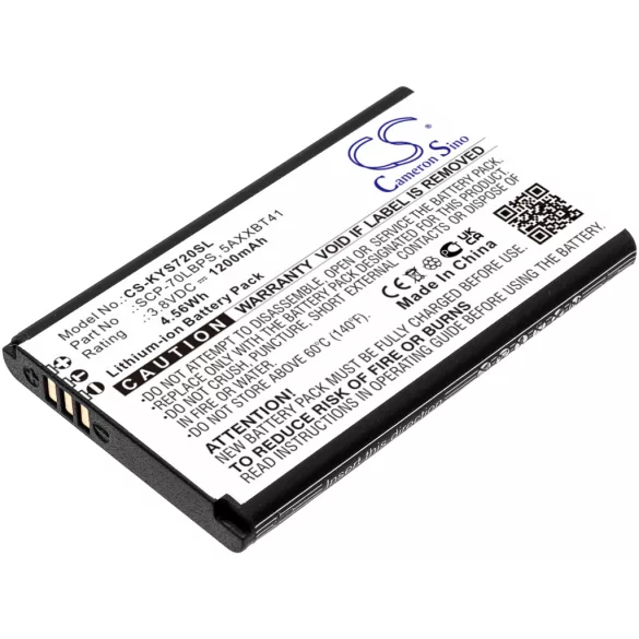 Utángyártott Kyocera mobil Li-ion akkumulátor 3.8V 1200mAh SCP-70LBPS, 5AXXBT41 - CameronSino