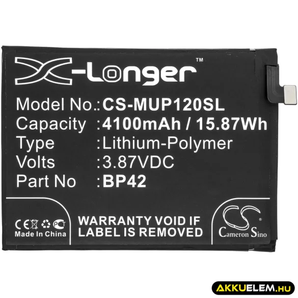 Utángyártott Xiaomi mobil Li-Polymer akkumulátor 3.87V 4100mAh BP42 - CameronSino
